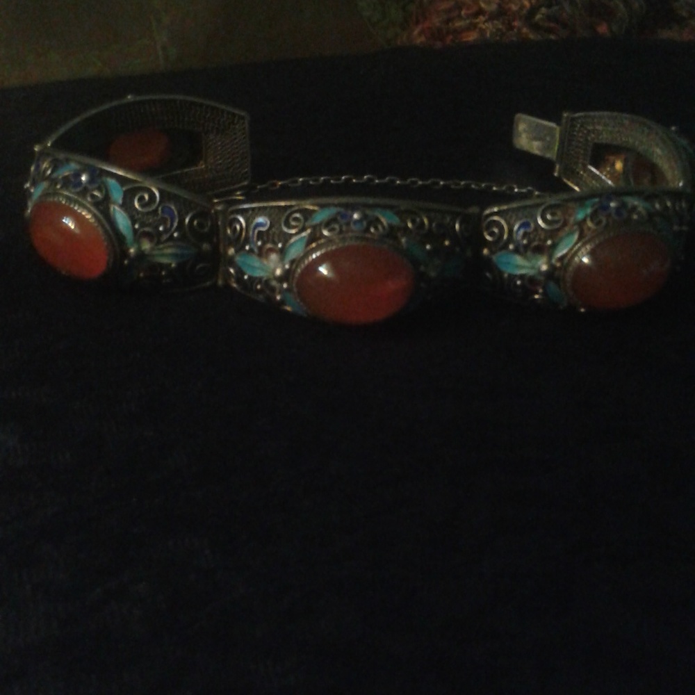 antique chinese export sterling silver bracelet